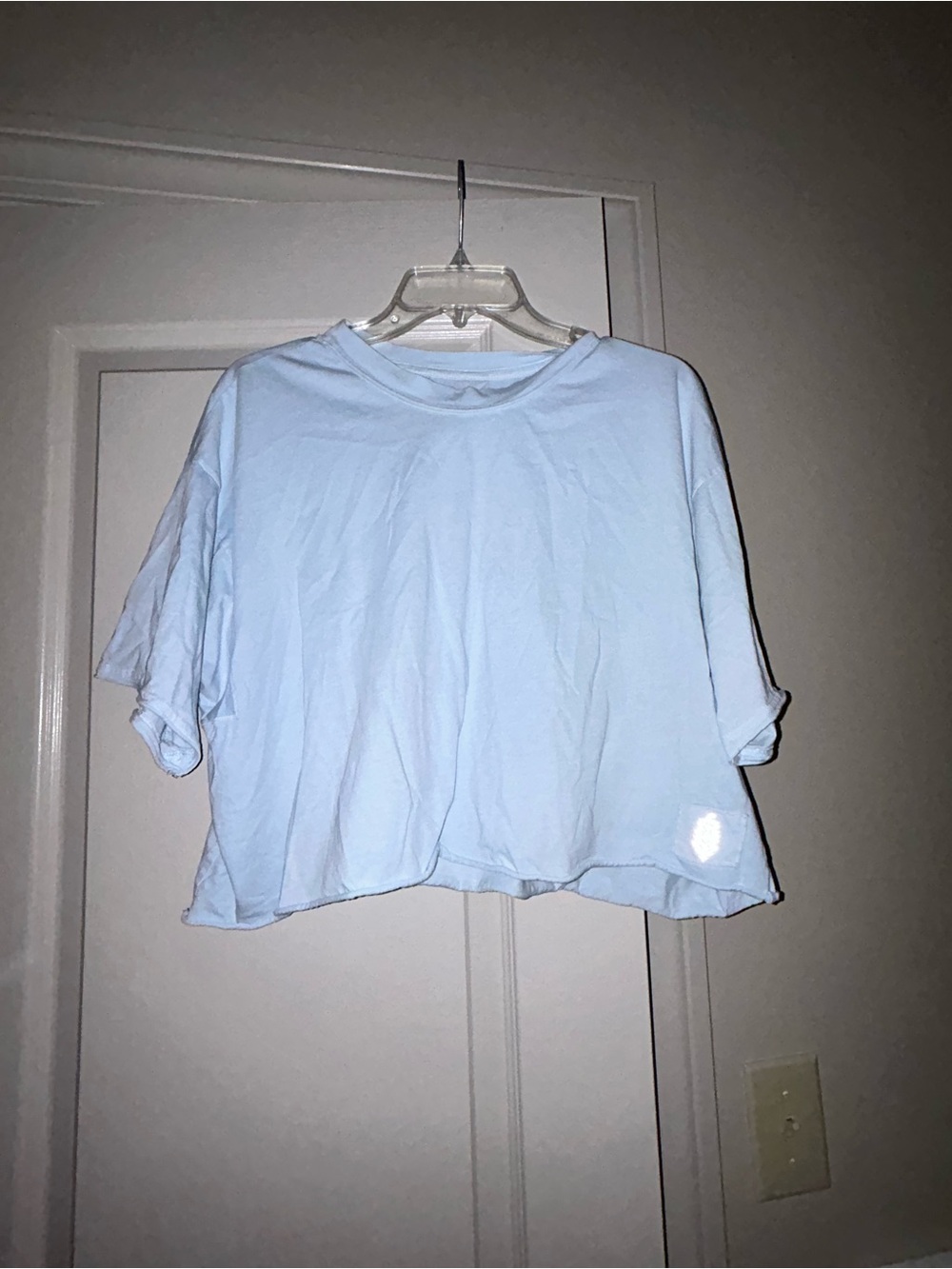 Free People Light Blue Cropped Tee - Relaxed Crew